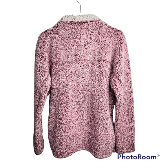 True Grit Burgundy Sherpa Pullover Fleece  Jacket - Picture 3 of 10